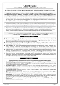Text Resume: Leadership / C-level role, Finance Director