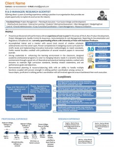 Research and Development R&D visual resume